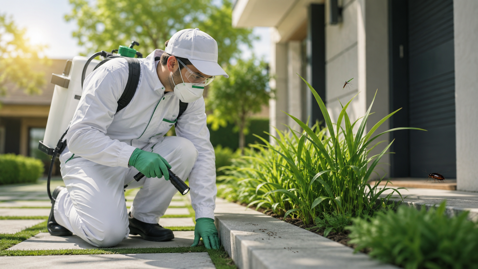 Técnico inspeccionando una vivienda con enfoque ecológico y seguro
